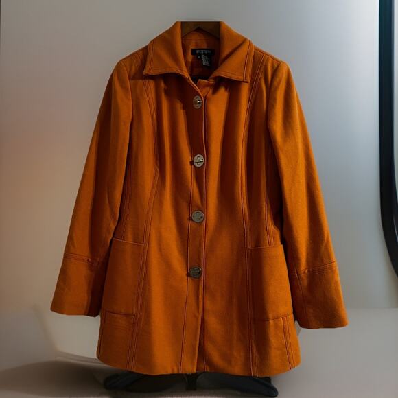 Etcetera Womens Mustard Yellow Wool Blend Coat Pockets Toggle Closure Size 10 - Picture 2 of 8